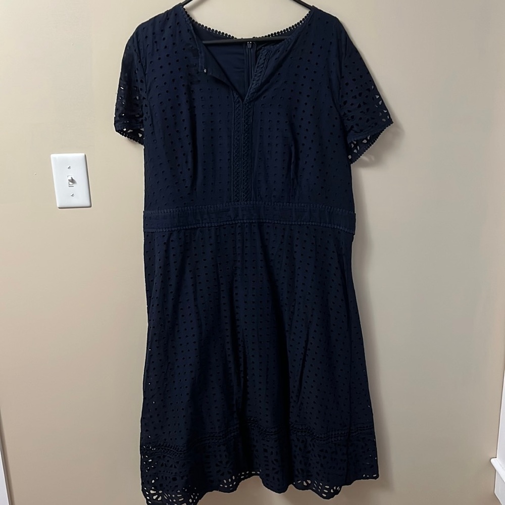 Ann Taylor Navy Eyelet Dress